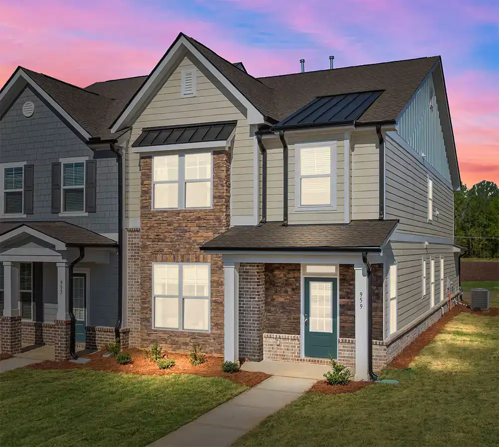 Home exterior at sundown