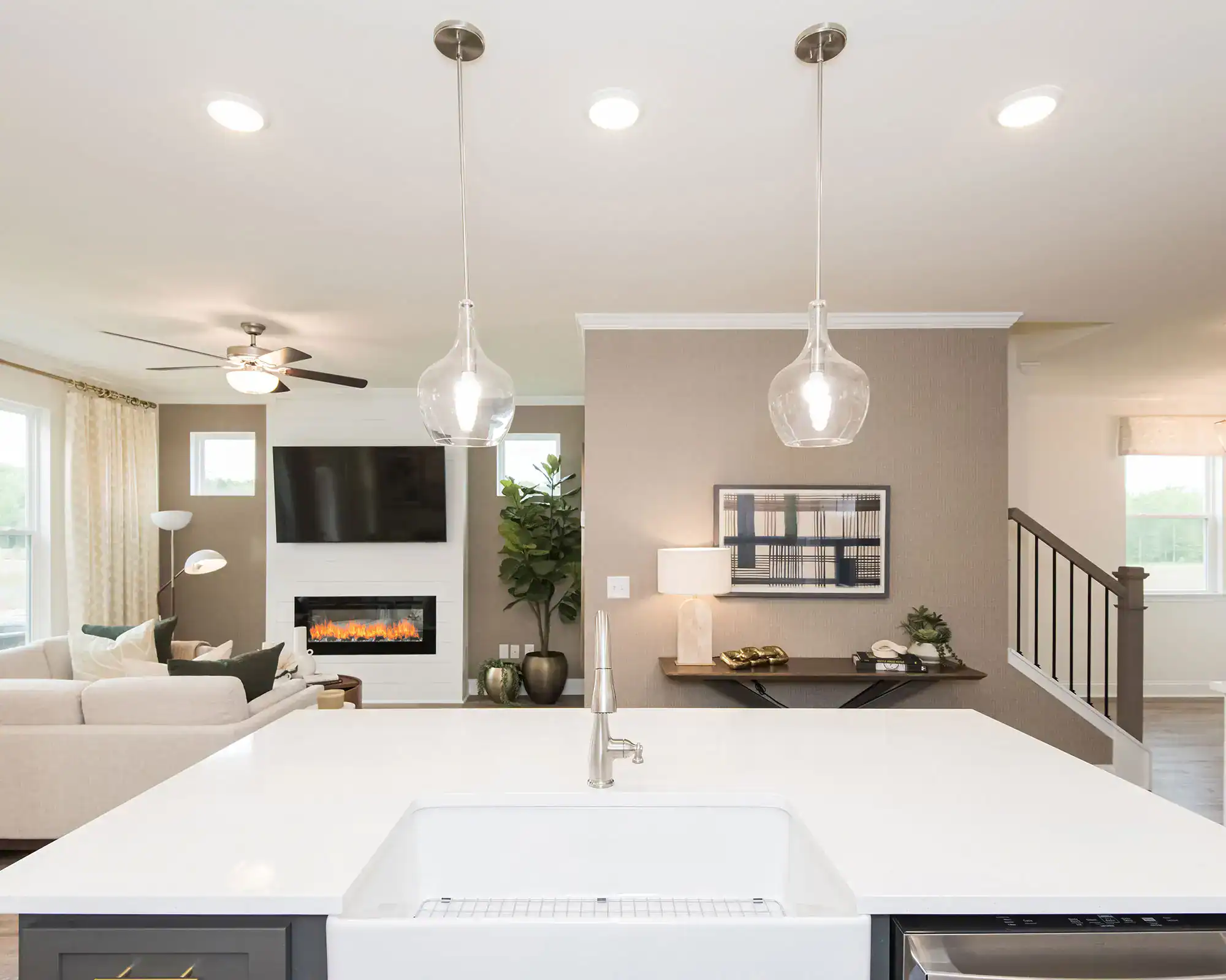 Mulberry Summit Kitchen Island looking into Living Room